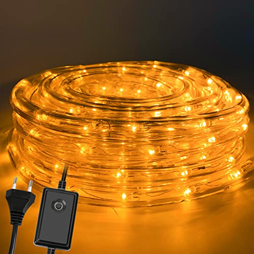 Ikodm LED Lichterschlauch Aussen 20m, 480 LEDs Lichtschlauch mit Timer & 8 Modi, Lichterschlauch Außen wasserfest Gelb, LED Lichtschlauch für Garten Fest Weihnachten Hochzeit