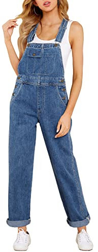 Roskiky Womens Overalls Denim Oversized Overalls for Women Womens Overall Jumpsuit Ladies Jumpsuit Indigo Skylight Size Large