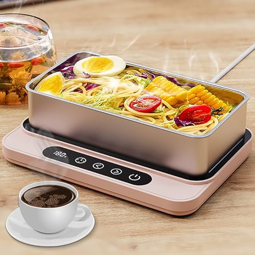 Coffee Cup Warmer, Electric Thermos Cup Heater, Smart Lunch Box Heater With 9-Level Temperature Adjustment, Timer And 8h Auto-Off Function, Desk Accessories Home Kitchen Appliance Gadgets For Hot