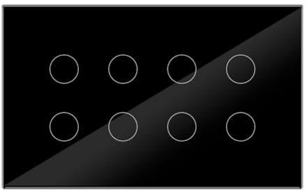 Loufy Interrupteur mural WiFi Smart Touch Panneau en verre 8 Gang Tuya Smart Life pour Alexa Home Installation facile Noir