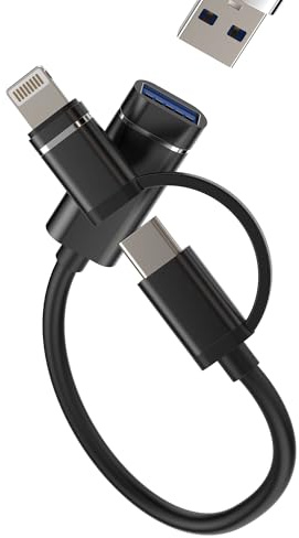 Adaptador USB a Tipo C Lightning Cable OTG 2en1 para Apple iPhone15 14 13 12 Pro Max iPad Macbook Compatible con Samsung Conector Cable Jack USBC Raton Teclado Lectorlector Tarjetas Pendrive Conversor