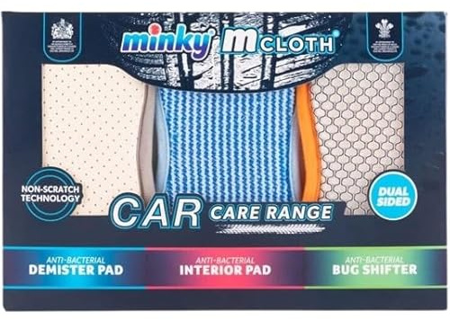 Elegance & You Mi-nk M Cloth Car Cleaning Kit, Microfiber Valet Car Cleaning Gift Set, Anti-Bacterial Interior Pad, Non-Scratch Technology, Dual Sided, Bug Shifter, Pack of 3