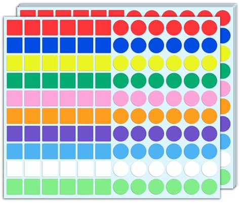 3000 Stück, 20mm Klebepunkte Bunt Runde Punkte Aufkleber - 15 Farben | Markierungspunkte Selbstklebend