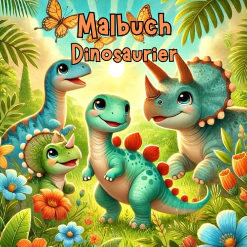 Malbuch Dinosaurier: Malspaß, Abenteuer und niedliche Dinosaurier