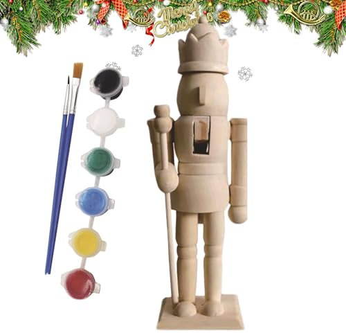 Paintable Nutcracker - Wooden Nutcracker Soldiers Paint Your Own Figures | Paintable Nutcracker Christmas Ornaments Decorations for Window Sills, Shelves and Cabinets