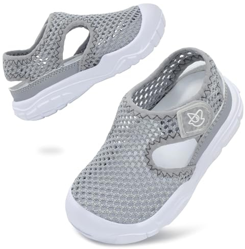 JIASUQI Toddler Barefoot Sandals Boys Girls Wid Water Sandals Kid Lightweight Water Shoes for Beach Swim Pool(Grey 21, UK Size 6)