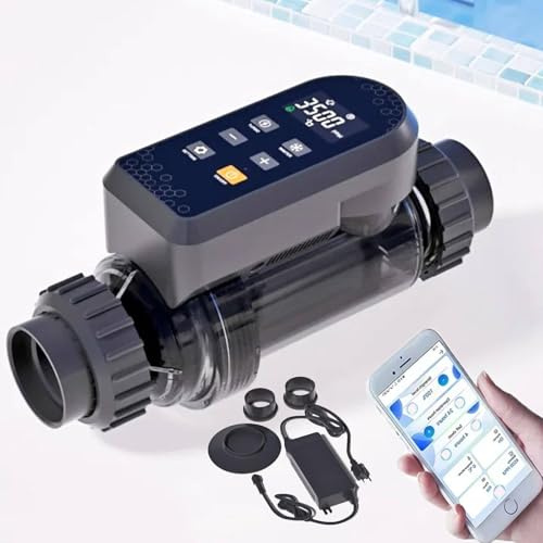 SUNBGRPYE GéNéRateur De Chlore Au Sel (15g/h-50g/h), GéNéRateur De Chlore Au Sel Intelligent, Wi-FI IntéGré Et TéLéCommande par Application, avec Panneau NuméRique Intelligent, Autonettoyant 20g/h
