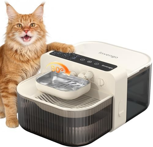 Invengo Cat Water Fountain for Drinking, No Filter, Smart Wireless 3.5L/118oz Pet Fountain for Cats & Dogs, 304 Stainless Steel Bowl, Wastewater Separation, Auto Refill, Ultra-Quiet 3000mAh Battery