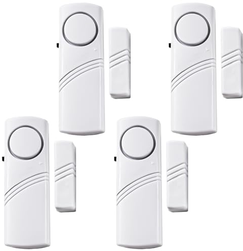 4 Stück Tür-/Fensteralarm, magnetischer Einbruchwarnungssensor, lauter Türalarm für Kindersicherheit, DIY-Schutz, Einbruchglocke, Alarm für Zuhause, Büro