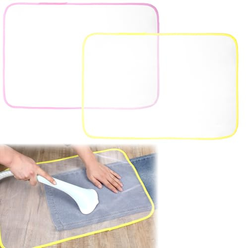 Tweruna 2 Pack Pressing Cloth for Ironing, Pink and Yellow Ironing Cloth to Protect Clothes, Heat Resistant Mesh Protector Iron Cloth, Protector Ironing Mat Pad for Sewing Ironing Fabric Protect