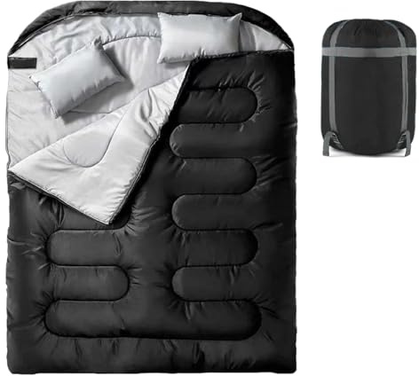 Schlafsack für 2 Personen, Erwachsene, Doppelschlafsack für Erwachsene, Decke für Camping, Reisen, Wandern, Winter, Sommer, Outdoor, kaltes Wetter, Sport