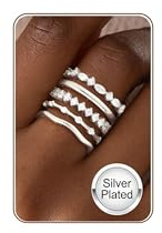 ZNBOH Ringe Set Gold Silber Damen Wasserfest Stapelbar Zirkonia Größe 52-62 | 5PCS Ring Set mit Zirkonia,18K Vergoldet,Verlobungsring,Promise Daumenring,Fingerring,Goldring,Schmuck für Frauen Mädchen