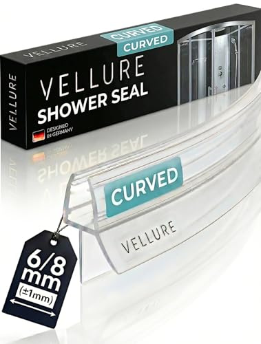 Vellure Curved Shower Screen Seal Strip, Premium Shower Door Seal Strip for 8 mm (+-1) Shower Glass Thickness, Shower Seal Strip, Long Lasting PVC Finish, Transparent, Universal Length up to 90cm