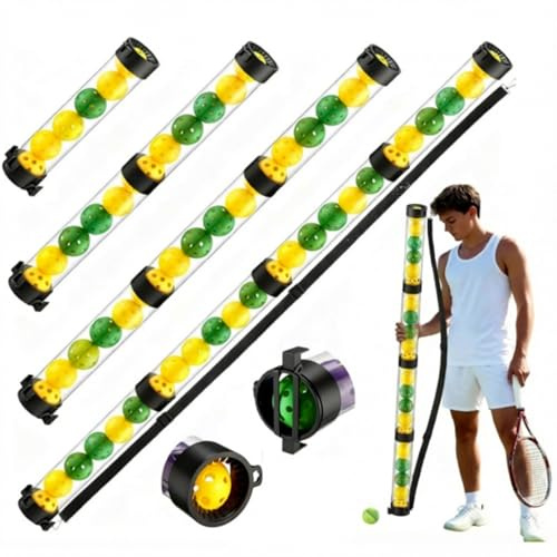 Soulchen 24 Balls Ball Pickup Tube Retriever and Holder with Strap Picker Hopper Tube Lightweight Detachable Collector for Easy Pickup Carrying
