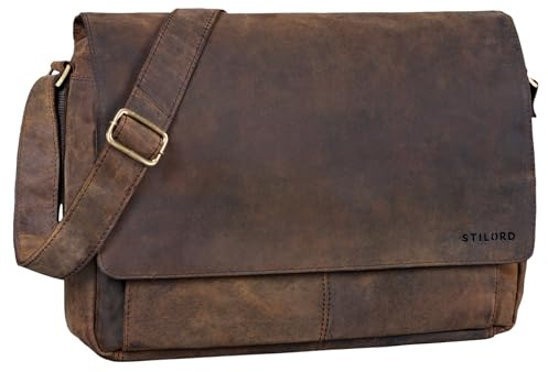 STILORD Como Vintage Umhängetasche Herren Leder Messenger Bag Business Laptoptasche 15,6 Zoll Herren Unitasche Echtleder Schultasche für Büro & Alltag Farbe:colorado - braun