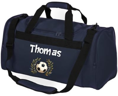 minimutz Sporttasche Fußball Kinder personalisiert, Reisetasche Fußballtasche Jungen groß, Kindersporttasche mit Name 26L (dunkelblau)