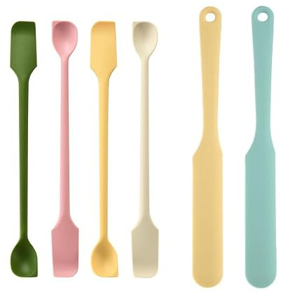 Kaiyzo 6 Pezzi Spatola Silicone Cucina, Leccapentole Lungo per Barattoli, Spatola per Dolci Crema, Raschietto Silicone Alimentare, Utensili Pasticceria Colorati