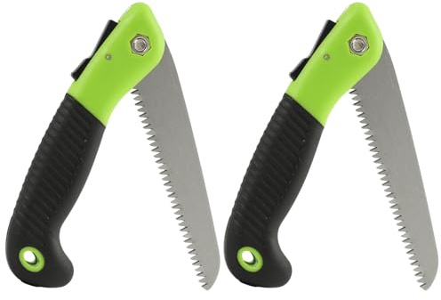 2PCS Sierra de Mano Plegable, pour Poda Serrucho Curvo, con Mango Ergonómico Antideslizante pour Jardinería, Camping, Caza y Herramientas de Supervivencia Compactas