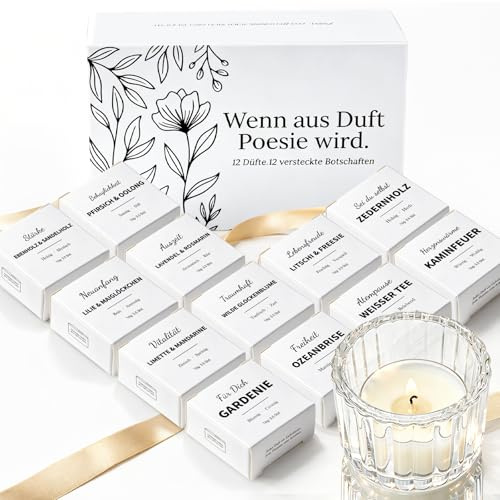 Duftkerze Geschenke für Frauen 12 Stück Verborgene Botschaft Erscheint beim | Abbrennen, Personalisiert Rituals Idee Kleine Beste Lustige Geburtstagsgeschenkset für Freundin Partner Muttertagsgeschenk