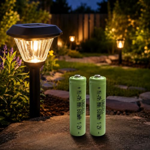 2 stück LogiCell NI-MH Akku Micro LR03 AAA 600mAh, 1,2V für Solarprodukte Solar Batterie, mit geringer Selbstentladung für Außen-Solarleuchten Solarlampen Lichterketten Wiederaufladbar