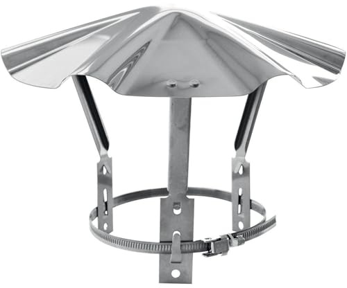Des Temps Toits - Chapeau Chinois Fixe Galvanisé N°1 Ø83-111mm - Tôle Galva à Chaud - Cône Embouti Pattes Démontables Collier Réglable - Fabriqué en France