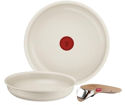 Tefal - (Re)flect Batterie de cuisine Poêles et casseroles - 3 pièces | Poêle et casserole induction avec poignée amovible brevetée - Revêtement céramique antiadhésif - Gain de place 70%
