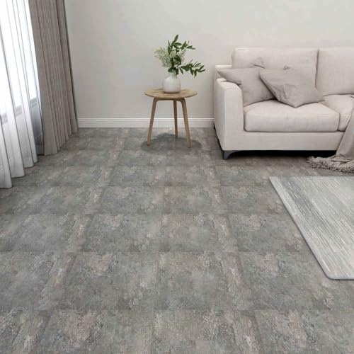 Lumanois Planches de Sol 5,11 m² 55 pcs PVC Mur en Pierre Tapis & revêtements de Sol Gris,42046318