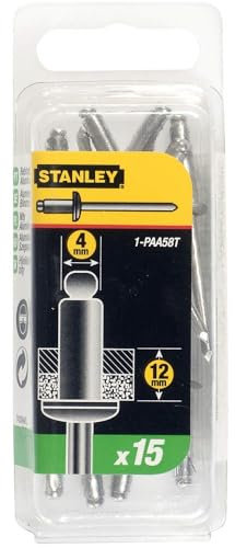 STANLEY 1-PAA58T Rivetti, Alluminio, 4 x 12.5 mm, Set di 15 pz