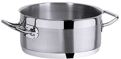 Contacto Professioneller flacher Edelstahl Kochtopf Suppentopf Fleischtopf 32 cm in Gastroqualität extrem robust
