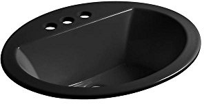 Kohler K-2699-4-7 vitreous China Drop-In oval Bathroom Sink, 21 x 21 x 9.8 inches, Black/Black