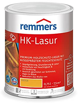 Remmers HK-Lasur 3in1 kiefer, 0,75 Liter, Holzlasur aussen, 3n1: Imprägnierung, Grundierung & Lasur, Holzschutz vor Feuchtigkeit & UV-Strahlung