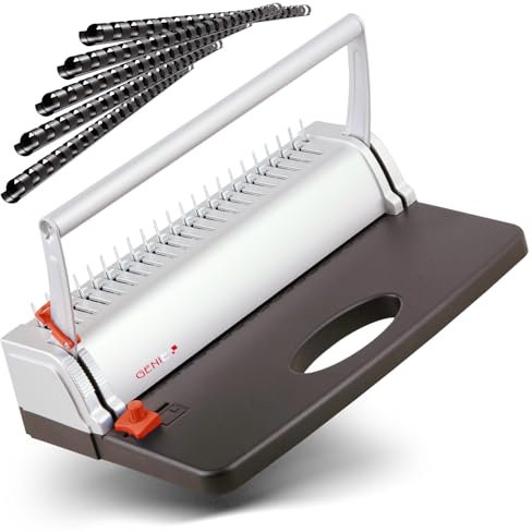 Genie CB 800 Stanz- & Spiralbindegerät | Bindemaschine bis DIN A4 | inkl. 20-teiligem Zubehör-Set | Ringbindung & Spiralbindung Set | Plastikbinderücken | Stanzmaschine | 21-Ring-Lochung | 145 Blatt