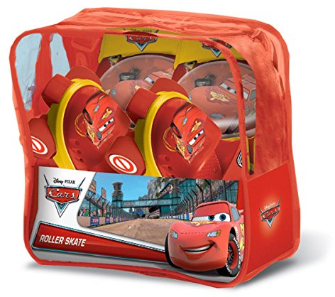 Mondo Toys – Disney Cars rullskridskor, justerbara från 22 till 29 – komplett set med transparent ficka, armbågsskydd och knäskydd – 28105
