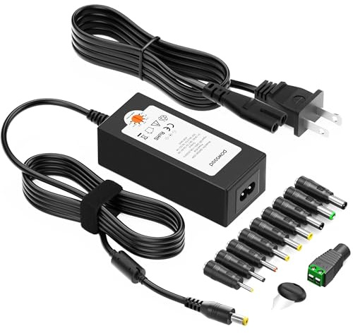 POWSEED Universal AC Adapter 45W 5V 6V 7.5V 9V 12V 13.5V 15V DC Power Supply 1A 2A 3A for Household Electronics Routers CCTV IP Cameras Speaker LED Strips, 5FT Charger Cord