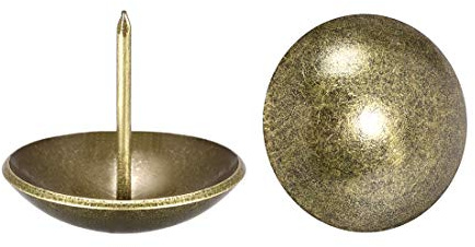 sourcing map Tapicería Clavos Tachuelas 30mm Diámetro 28mm Altura Antiguo Redondo Pulgar Empuje Pasadores Bronce Tono para Muebles Sofá Cabeceros, 20 Piezas