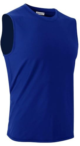 MeetHoo Herrlinne, ärmlös t-shirt väst toppar snabbtorkande svettsäker sportundertröja för löpning fitness gym, BLÅ, S