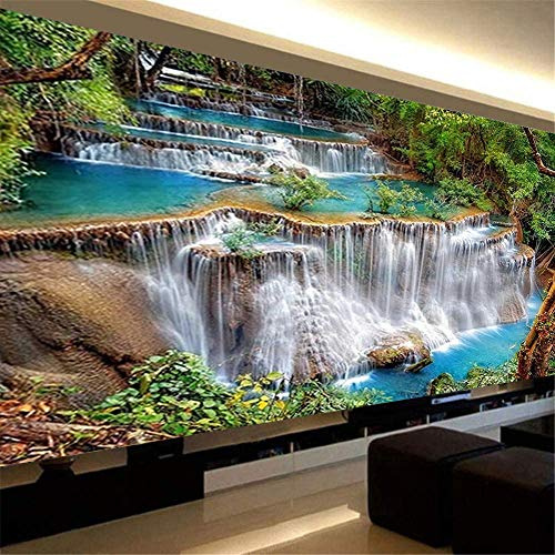 Nicole Knupfer 5D Wasserfall Diamant Painting Kit DIY Full Bohrer Diamond Malerei Handgemachtes Wohnzimmer Wanddekoration (Grün,100x40cm)