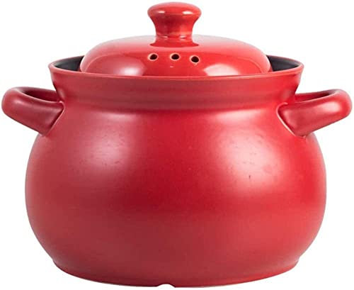 ksamwjf Cazuela De Arcilla Olla De Cazuela Cazuela De Arcilla - Cacerola Resistente para Cocción Lenta Plato Ovalado De Cerámica Red3.5L