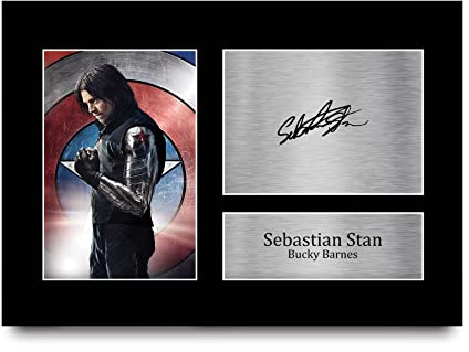 HWC Trading A4 Sebastian Stan Bucky Barnes Regali Stampati Autografo Firmato Immagine Per Gli Appassionati Di Memorabilia Di Film