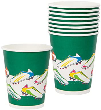 Copas de Fútbol - Pack de 8 Vajillas de Fiesta Infantiles Reciclables y Desechables para Cumpleaños, Copa Mundial de la FIFA, EUROs