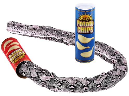 2 Pack Funny Magic Potato Chip Cans Snake Scary Prank Hilarious Chip Cans Jump Funny Surprise Trick for April Fools Day Carnival Halloween Scary Party Decoration Supplies