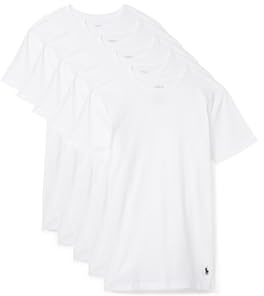 POLO RALPH LAUREN 5 Pack Slim Fit Crews 5 White/Cruise Navy SM