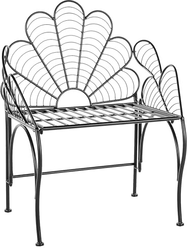 Beliani Gartenstuhl aus Metall schwarz pulverbeschichtet Blumenform Retro Stil Liguria