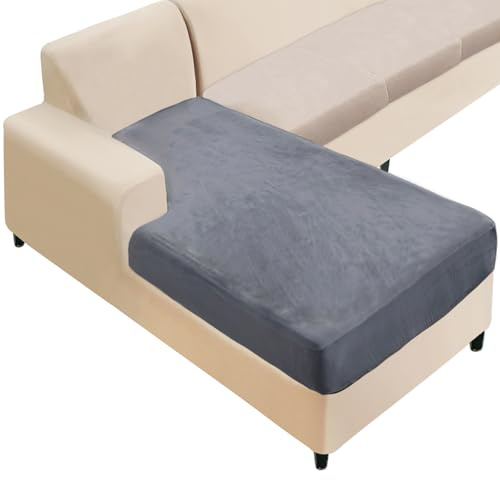 NAISI Sectional Couch Cover 1 Piece Velvet Separate Chaise Lounge Cover Soft Stretch Sofa Slipcovers for Left/Right Chaise Sectional Couch(Chaise Lounge,Dark Grey)