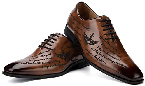 JITAI Oxfords Herrar Eleganta Skor Business Snörskor Herrar Kostymskor, Brun-04, 43 EU (10 UK)