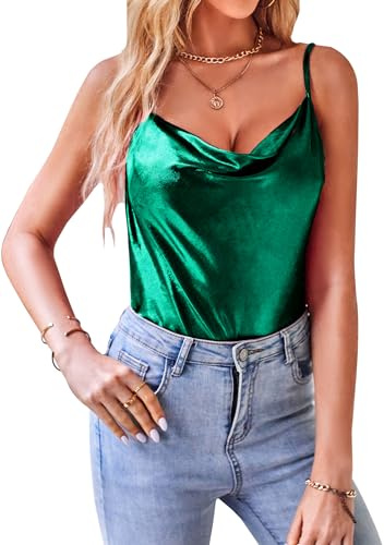 VIDUSSA Damen Funkelnde Tops Glitzer Oberteile Ärmellose Blusen Sommer Tank Shirt Spaghetti Camisole Tops