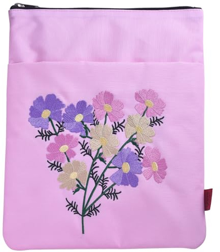 LParkin Geburtsmonat Blume Stickerei Buchhülle mit Reißverschluss, Oktober Kosmos Geburtsblumen Buchhülle Stoff, Geburtstag Blume Buchtasche Geschenke für Buchliebhaber