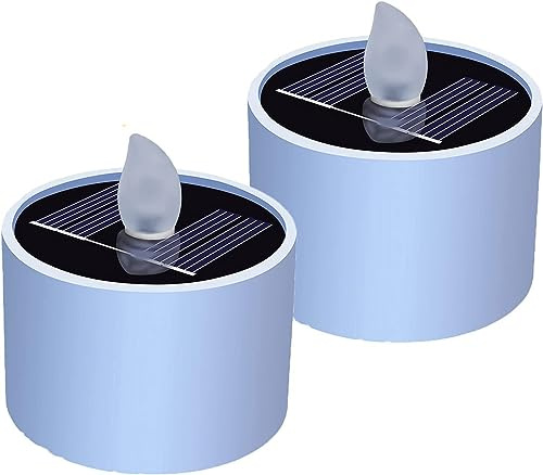 Yeehliny Solar Teelichter Außen Wasserdicht Wiederverwendbare LED Teelicht Kerzen Kerzenlichter Kerzenlampe für Camping Laterne Garten Hochzeit Festival Dekoration (2 Stück)