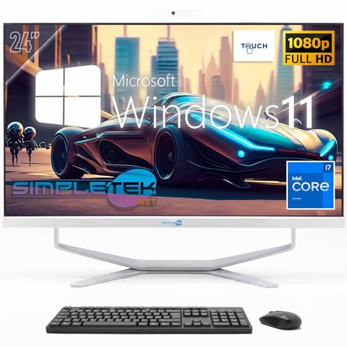 SIMPLETEK - All in One PC 24 Full HD Touchscreen | Core i7 bis 3.40GHz | Windows 11 Pro | 8GB RAM SSD 240GB | Integrierte Webcam All-in-One Computer