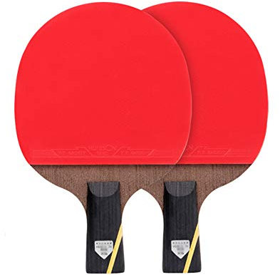Tischtennisschläger-Set, 6 Sterne, professioneller Tischtennisschläger, geeignet für Fortgeschrittene und Fortgeschrittene/wie abgebildet/kurzer Griff